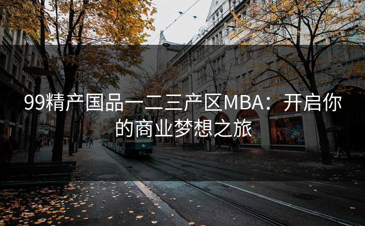 99精产国品一二三产区MBA：开启你的商业梦想之旅
